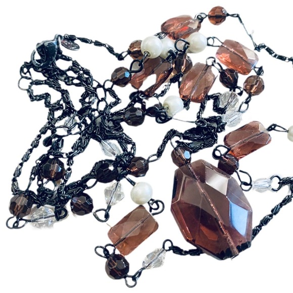 Premier designs signed purple crystals pearls 2 strand necklace - Picture 3 of 5